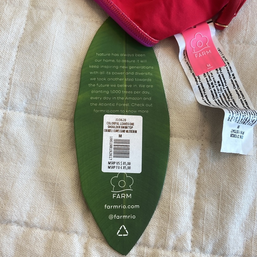 Brand New Farm Rio Colorful Leaves Bikini Top - Picture 5 of 6